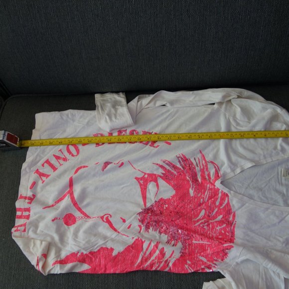 Diesel White V-Neck T-Shirt with Pink Only the Brave Design Size S - Picture 7 of 15